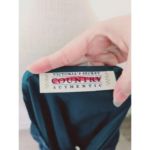 Victorias Secret Country Satin Silky Monogram Emerald Green Tank Top Camisole L - Picture 10 of 13